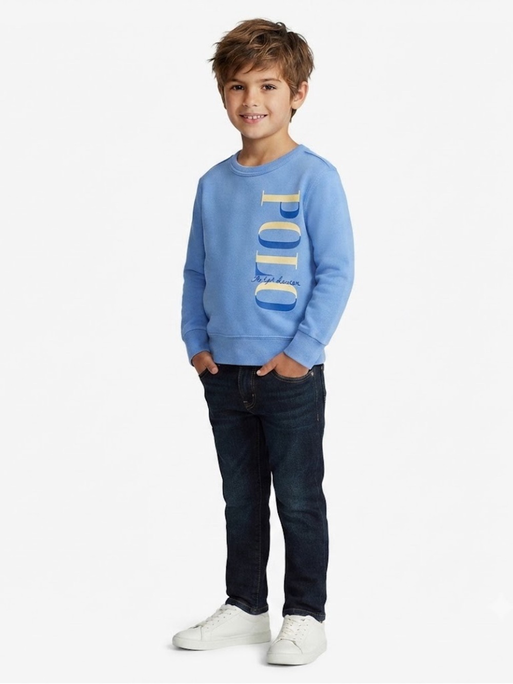 Polo by Ralph Lauren Light Blue Crewneck Sweatshirt with Vertical Logo